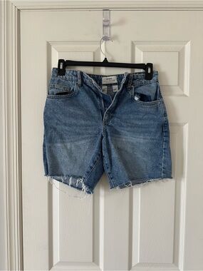 Cotton On Light Blue Frayed High-Rise Denim Shorts